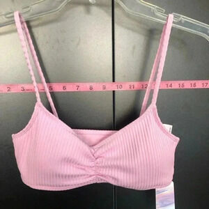 Forever 21 Ribbed Bikini pull on top, thin straps, removable pads,stretch